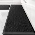 Kitchen Mat [2 PCS] Cushioned Anti-Fatigue Floor Mat Water Resistant Non-Skid Kitchen Mats and Rugs Ergonomic Comfort Foam Kitchen Rugs Standing Mat for Floor Office Sink (Black,20"x30"+20"x60")