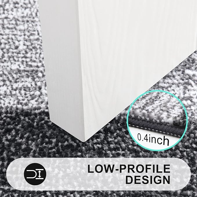 Kitinjoy Indoor Outdoor Door Mat, 47x17 Non-Slip Absorbent Dirt Trapper, Low-Profile Washable Inside Entrance Front Floor Mat, Sturdy Soft Entry Doormats for Entryway, Black