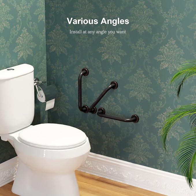 12 Inch Anti Slip Bronze Shower Grab Bar Oil Rubbed Black,ZUEXT Antique Brass Bathroom Grab Bar, Knurled Bathroom Balance Bar,Safety Hand Rail Support Handicap Elderly Injury Senior Assist Bath Handle