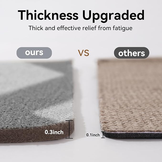 YDKGL Kitchen Runner Rugs Non Slip Washable, Super Absorbent Long Kitchen Mats for Floor, Linen-Look Woven Long Sink Mat Standing Floor Mat, Easy Clean, Gray 17"x59"