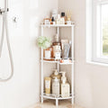 ELYKEN Corner Shower Caddy Standing, 3 Tier Rustproof Metal Shower Organizer with Soap Holder, Floor Shower Corner Shelf Rack Storage Stands with Adjustable Feet & 2 Hooks for Bathroom, White