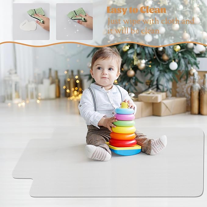 KMAT Office Chair Mat,Easy Glide Hard Wood Tile Floor Mats,Chair Mat for Home Office Rolling Chair,Heavy Duty Floor Protector -Anti-Slip-45 x53 with Lip