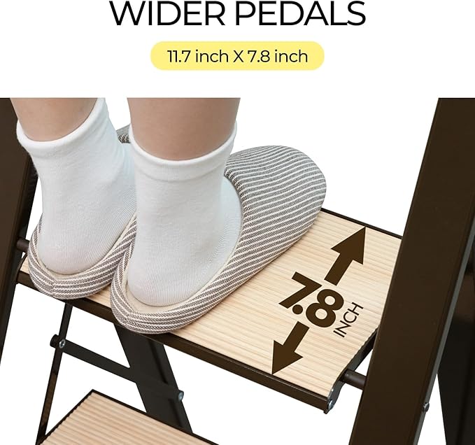 3 Step Ladder Folding Step Stool for Adults Portable Folding Step Ladder with Anti-Slip Pedals for Home,Kitchen,Office