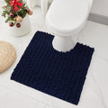 Toilet Rugs U-Shaped Mat 24x24, Contour Bathroom Mat - Ultra Soft & Absorbent Chenille, Quick-Dry, Machine Washable with Non Slip Barrier Backing, Navy Blue