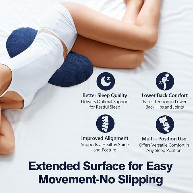 COMFYTHERA Lumbar Support Pillow for Sleeping Memory Foam Lumbar Support Cushion for Lower Back Pain Relief, Back Support Bed Pillow Waist Support (Dark Blue, Small)