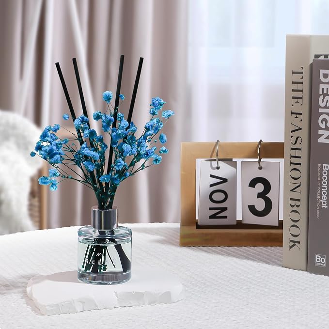 Freesia Reed Diffuser Set, 1.7 oz Scent Diffuser with Dried Flower for Bathroom Small Place, Last up to 30 Days