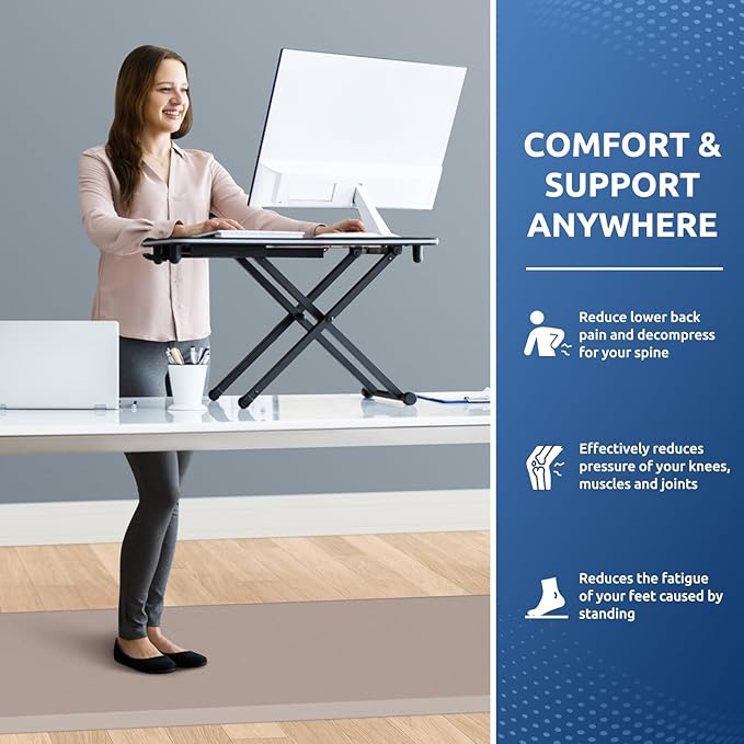 KitchenClouds Kitchen Mat Cushioned Anti Fatigue Rug 24"x70" Water Resistant, Non Slip, Standing and Comfort Desk/Floor Mats for House Sink Office (Khaki)