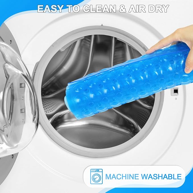 Bathtub and Shower Mats, 40x16 Inch Extra Large Non Slip Soft Bath Tub Mat with Suction Cups and Drain Holes for Bathroom Floor, Machine Washable, Clear Blue