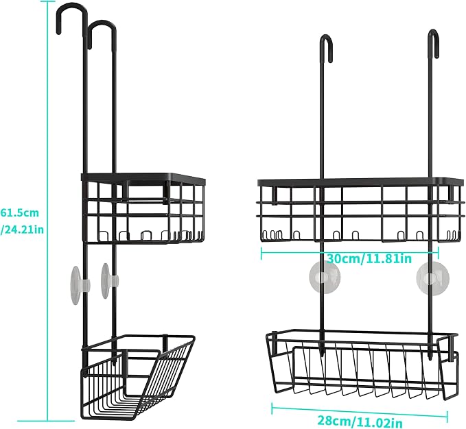 HapiRm Hanging Shower Caddy Organizer - No Drilling Shower Organizer with Inclined Shelf, Rustproof & Waterproof 304 Stainless Steel Bathroom Caddy - Black