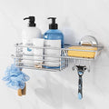 TAILI Shower Caddy Suction Cup with Hooks & Soap Holder, Heavy Duty Bathroom Shower Organizers, Removable Bathroom Shelves for Inside,Stainless Steel Bathroom Holder