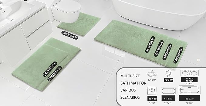 MINIDEAR Bathroom Rugs 36x24 Sage Green - Thick Memory Foam Bath Mat, Ultra Soft & Plush Fluffy, Non-Slip, Quick Dry, Absorbent Washable Floor Microfiber Mat for Tub, Home Decor Accessories