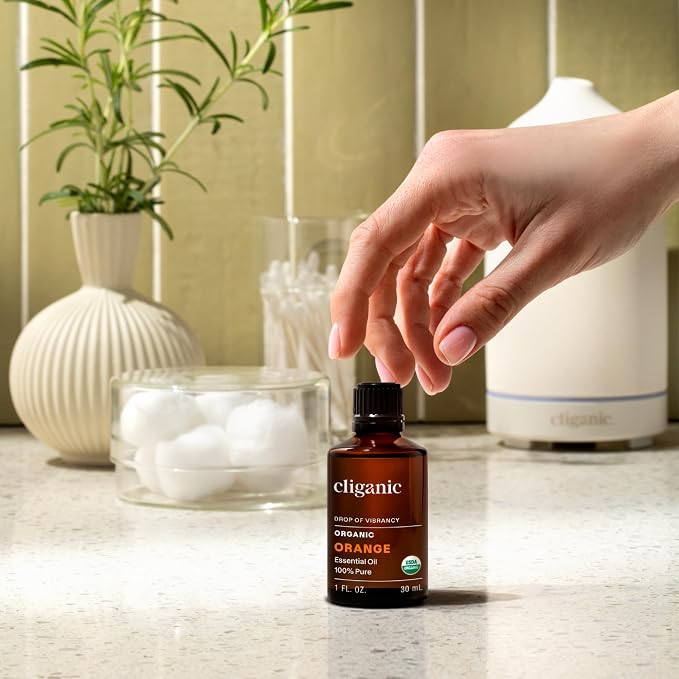 Cliganic Organic Sweet Orange Essential Oil, 10ml - 100% Pure Natural for Aromatherapy Diffuser | Non-GMO Verified (Packaging May Vary)