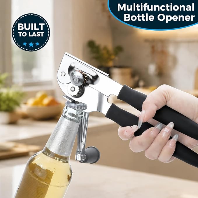 Heavy-Duty Commercial Manual Crank Can Openers,Rubber-Coated Long Handles | Easy to use, Ergonomic,Works Great on #10 Cans,for Restaurants,Home Kitchens,Seniors & Arthritis