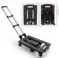 Dolly Cart Portable Hand Truck Lightweight Hand Cart Compact Utility Cart with Heavy Duty Wheels Solid Construction Adjustable Handle for Personal, Moving, Travel and Shopping Use (7 Wheels)