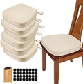 BUYUE Thickened 2.5" Dining Chair Cushions Set of 6, U-Shape High Density Foam Comfortable Chair Pads for Kitchen, Slip Resistant Indoor Seat Cushions (6 PCS, Beige)