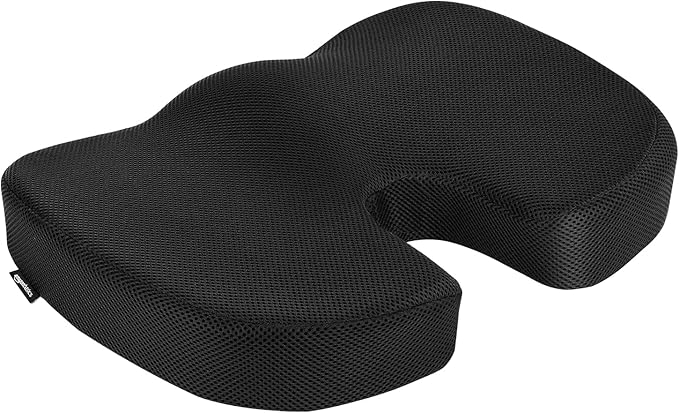 Amazon Basics Comfortable Seat Cushion & Lumbar Support for Office Chairs, Memory Foam with Cooling Gel, Non-Slip, Black