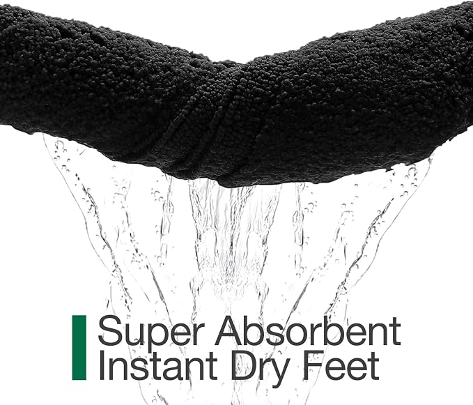 LUMI Ultra Soft Bathroom Rugs Non Slip with Rubber Backing, Absorbent Washable Bath Mat Quick Dry, Upgraded Premium Microfiber Plush Carpet for Bathtub and Shower Floor, Black, 20x32