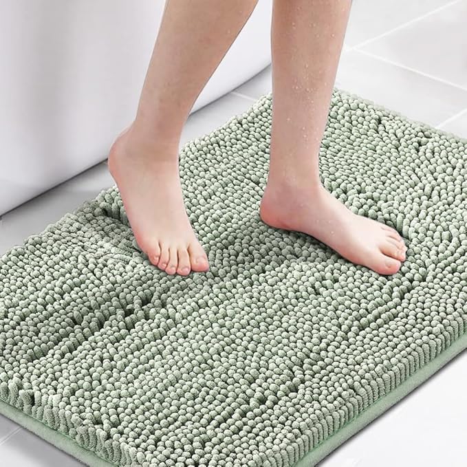 H.VERSAILTEX Bath Mat for Bathroom Non Slip Luxury Chenille Ultra Soft Bath Rugs 24x36 Absorbent Non Skid Shaggy Rugs Washable Dry Fast Plush Area Carpet Mats for Indoor, Bath Room, Tub - Sage