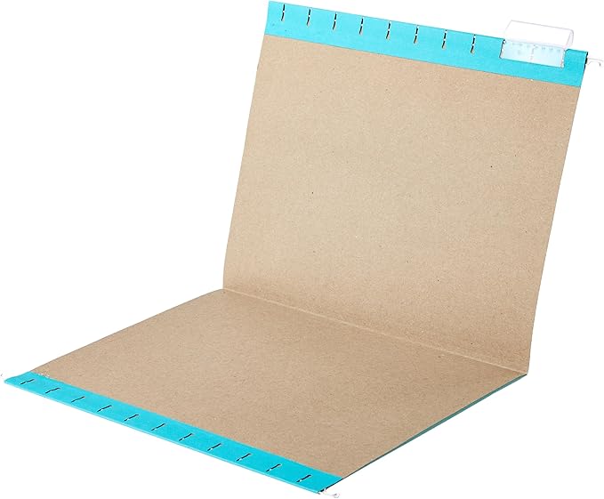 Amazon Basics Hanging File Folders with Adjustable Tabs for Document Organization, Letter Size, Aqua, 25-Pack