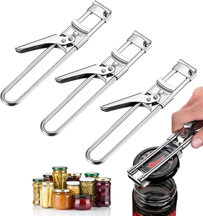 Adjustable Stainless Steel Jar Opener, Multifunctional Manual Bottle Opener and Can Opener, Jar Lid Gripper Tool for Easy Opening, Kitchen Accessories for Seniors and Weak Hands (3)