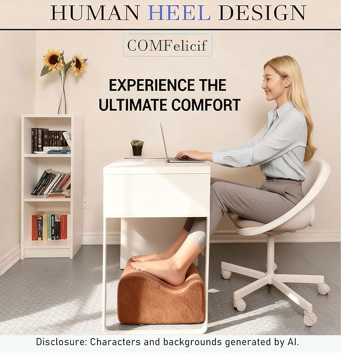 Foot Rest for Under Desk at Work,At Work Soft Ergonomic Footrest,Support Foot Pillow,Heel Chair,Leg Elevation Pillow,(Brown)