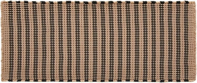 TYUU Waffle Runner Rug Bathroom, Long Boho Bathroom Rugs Non Slip Washable Super Absorbent Quick Dry Farmhouse Bath Decor, 72"x24" Black and Khaki