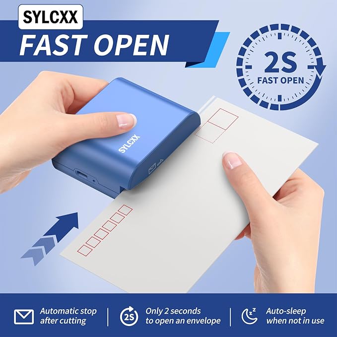Rechargeable Electric Letter Opener - Electric Envelope Opener, Letter Openers Envelope Slitter for Office & Home Desks, Mail Openers with Safe Cutting and Portable Design