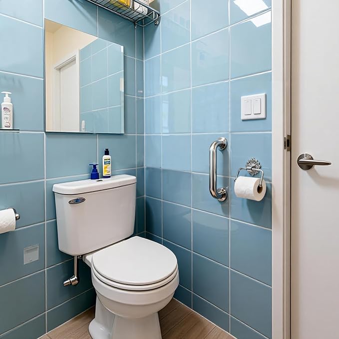 12 Inch Shower Grab Bar for Seniors & Elderly, Heavy Duty 304 Stainless Steel Anti-Slip Bathroom Safety Handicap Grab Bar for Shower, Bathtub & Toilet, Wall Mounted, Supports 500lbs
