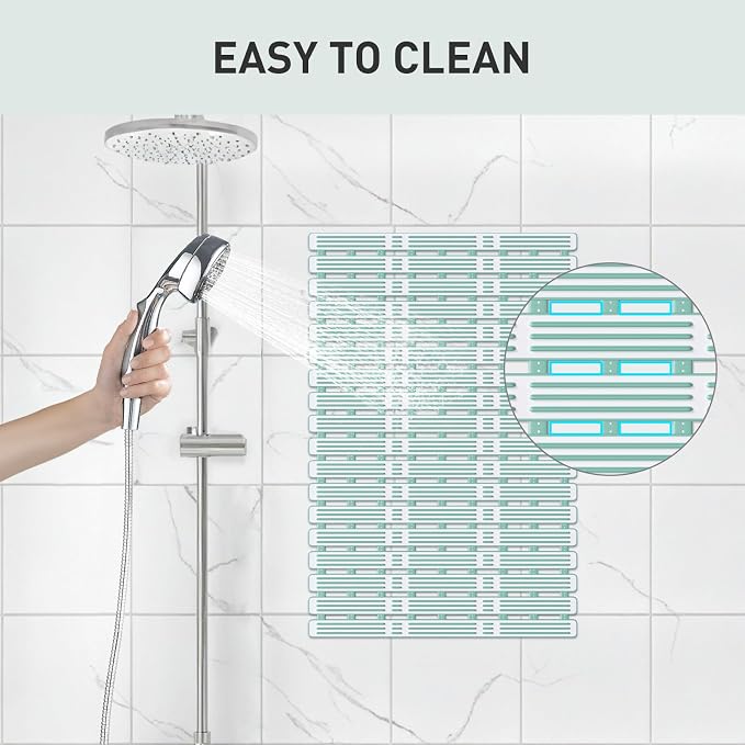 XIYUNTE Shower Mat Non Slip Bath Mat for Tub - 27 X 16 Inch TPE Bathtub Mat Non Slip Shower Mats for Inside Shower, Bath Tub Mat with Powerful Suction Cup, Easy to Cut and Dry, Green
