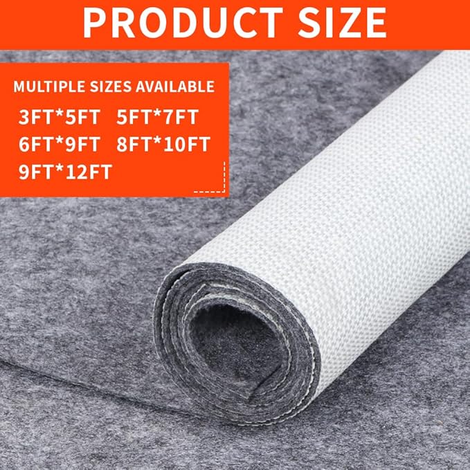 Non-Slip Rug Pads 7 x 9ft, 100% Waterproof Extra Large Area Rugs Non Skid Rug Pad for All Floors and Finishes Durable Hardwood Floor Protective Felt Keeps Rugs in Place, Safe and Secure