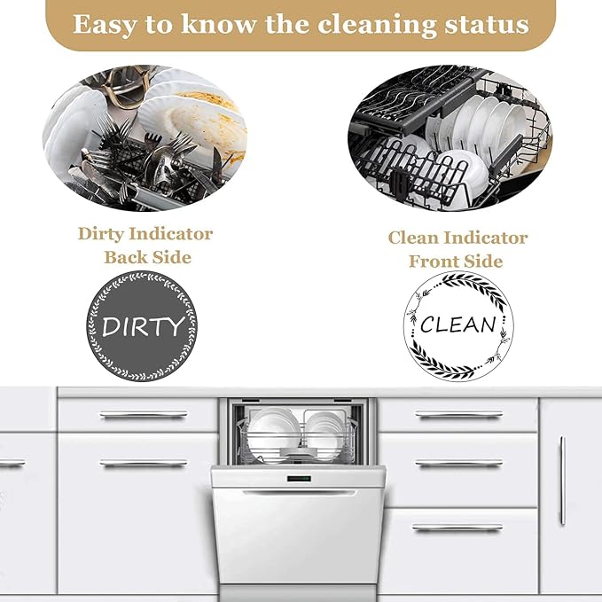 Clean and Dirty Magnet，Dishwasher Magnet Clean Dirty Sign Indicator，Reversible Dish Washer Sign, Double Sided Strong Kitchen Flip Indicator，Apartment Must Haves Kitchen Necessities