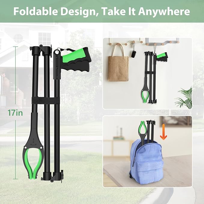 52" Extra Long Grabber Reacher Tool, Foldable Reacher Grabber Pickup Tool with Strong Magnetic & 360° Rotating Anti-Slip Jaw, Extension Trash Picker Upper Grabber for Indoor & Outdoor | For Seniors/Disabled/After Surgery Recovery, Extra Long Foldable, ...