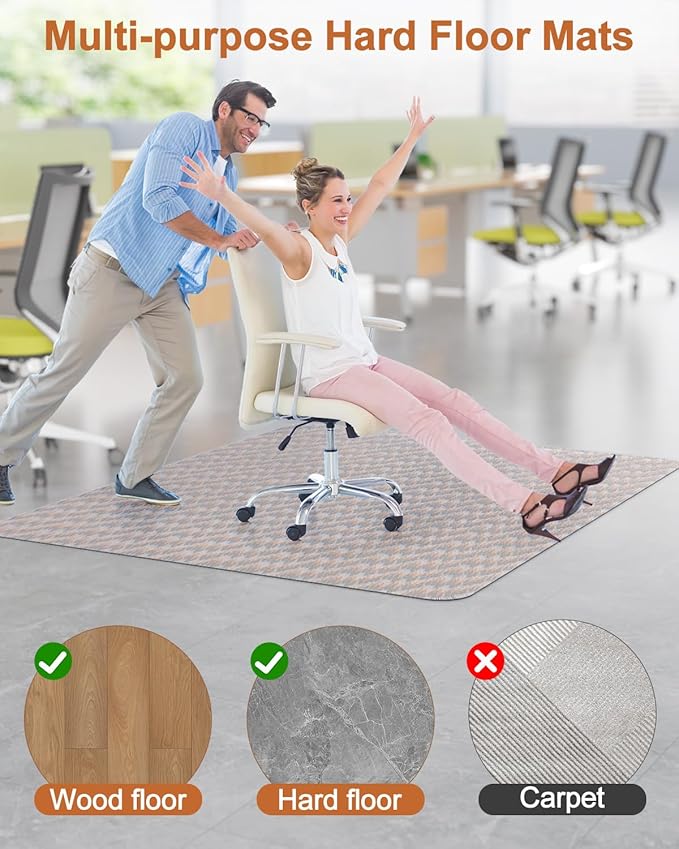 Blvornl Large Office Chair Mat for Hardwood Floor, Rolling Chair Chair Mat for Hard Wood, Large Anti-Slip Hard Floor Protector, Heavy Duty Computer Desk Rug for Office and Home 50"*63"