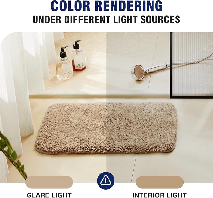 TECHMILLY Super Soft Shaggy Bathroom Rugs, Absorbent Thick Non Slip Microfiber Bath Rugs, Quick Dry Machine Washable Bath Mat for Bathroom Floor, Bathtub and Shower 17"x24"
