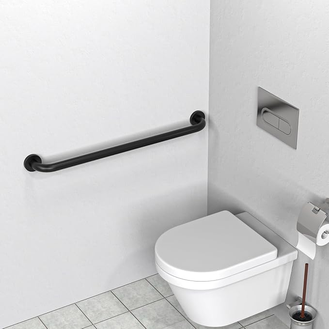 2 Pack 32 Inch Black Shower Grab Bars, ZUEXT Stainless Steel Bathroom Wall Grab Bar Handle, Shower Balance Bar, Safety Hand Rail Support,Handicap Elderly Senior Assist Bath Grab Handle(1.25" Diameter)
