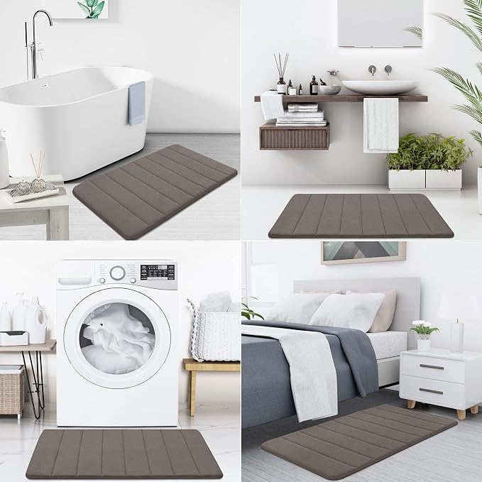 Buganda Memory Foam Bath Mat, 35.4" x 24", Ultra Soft and Non-Slip Bathroom Rugs, Water Absorbent and Machine Washable Bath Rug Runner for Bathroom, Shower, and Tub, Taupe