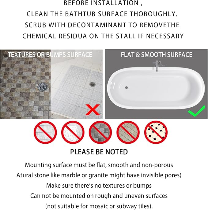 Yimobra Bathtub Mat Non Slip, 35"X16" Shower Mat with Strong Suction Cups&Drain Holes, Long Anti Slip Bath Tub Mat for Inside Shower, Machine Washable Fast Drying, Bathroom Essentials,Clear Brown