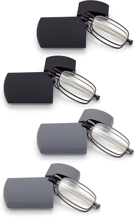 HIGHLIKE Hard Cases Folding Reading Glasses, Pocket Wallet Purse Compact Spring Hinge Readers, Transparent Clear Lens