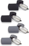 HIGHLIKE Hard Cases Folding Reading Glasses, Pocket Wallet Purse Compact Spring Hinge Readers, Transparent Clear Lens