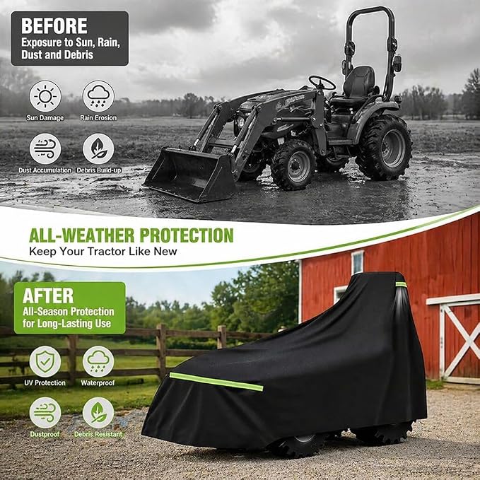 Heavy Duty Tractor Cover for Mahindra 2126 HST Cab 2024-pr, Water Resistant Outdoor Utility Tractor Cover with Windproof Straps, for Compact Lawn Farm Tractors