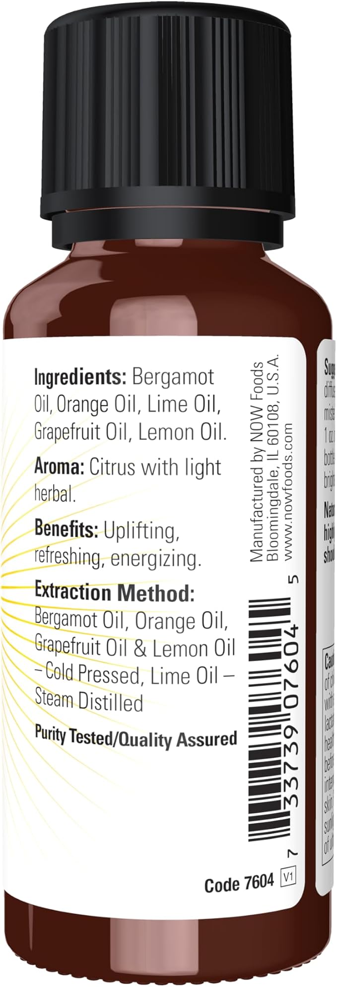 NOW Essential Oils, Cheer Up Buttercup! Oil Blend, Uplifting Aromatherapy Scent, Blend Pure Citrus Essential Oils, Vegan, Child Resistant Cap, 1-Ounce