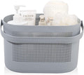 UUJOLY Plastic Storage Baskets with Handles, Shower Caddy Shelf Organizers Basket for Bathroom, Kitchen, Dorm Room, Gray