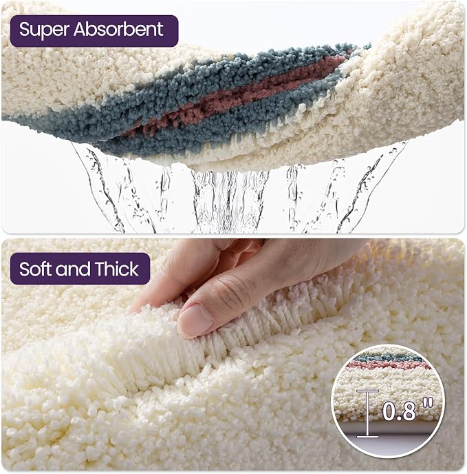 DEXI Bathroom Rugs 36x24, Absorbent Extra Soft Plush Microfiber Bath Mat for Bathroom, Non Slip Washable Bathmat Quick Dry for Shower Floor, Sink, Tub, Laundry Room, Ivory