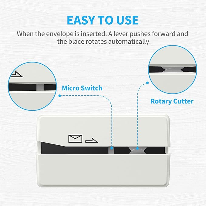 Battery Operated Electric Letter Opener - Letter Openers Envelope Slitter, Envelope Opener, Mail Opener, Universal Envelope Efficient Letter Opener Tool for Office, Home (White)