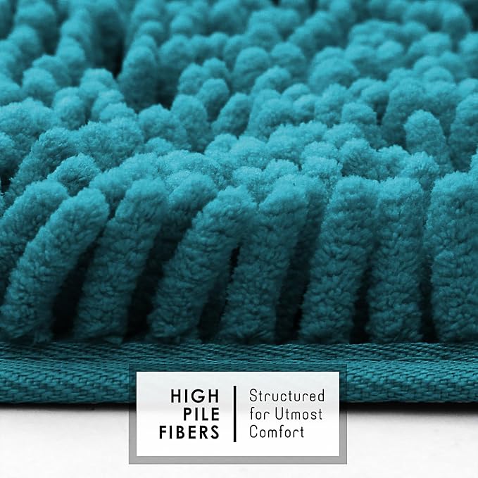 Hearth & Harbor Bathroom Rugs, Chenille Bath Mat - Machine Washable Bath Mats for Bathroom Non-Slip Backing Rubber, Quick Dry Bathroom Mat