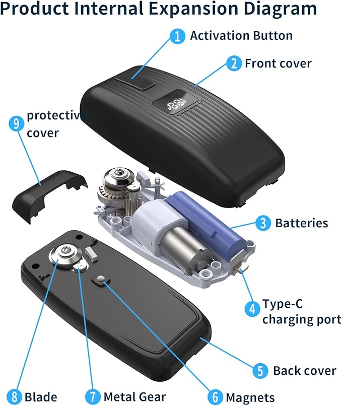Electric Can Opener with LED Display, USB Rechargeable Electric Can Opener for Seniors & Arthritis, One-Touch Automatic Can Opener, Hands-Free, Smooth Edge, Compact, Cordless
