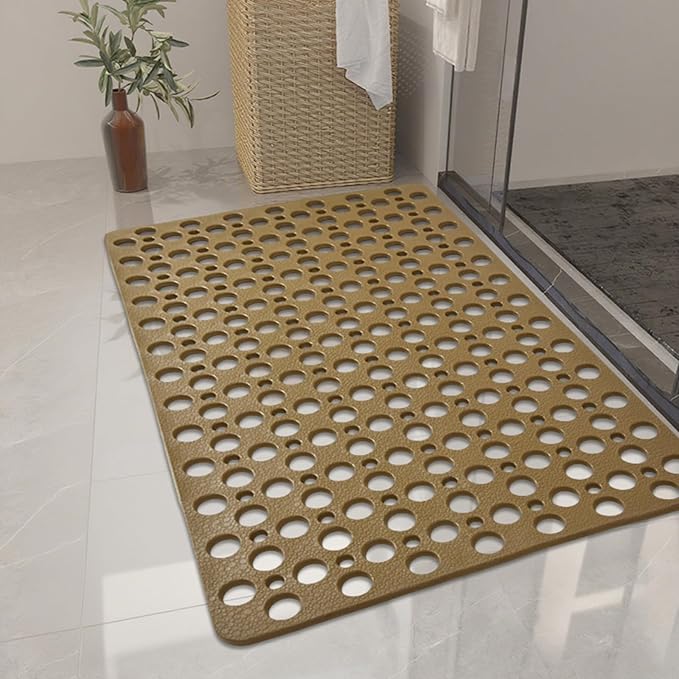 Casa and Beyond Shower Mat Non Slip Bath Mat Secure Shower Mat Easy to Clean Drains Fast Easy Dry Cut Soft Machine Washable Bathtub mat for Inside Shower (Coffee,20.9 * 20.9 in)