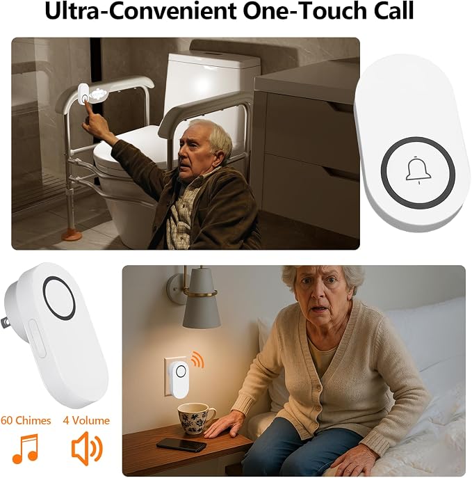 Emergency Alert Toilet Safety Rails for Seniors (665lbs), Adjustable LED Toilet Frame with Call Bell & Handles for Elderly, Foldable Handicap Toilet Aid Support for Most Toilets, Stand Up Assist