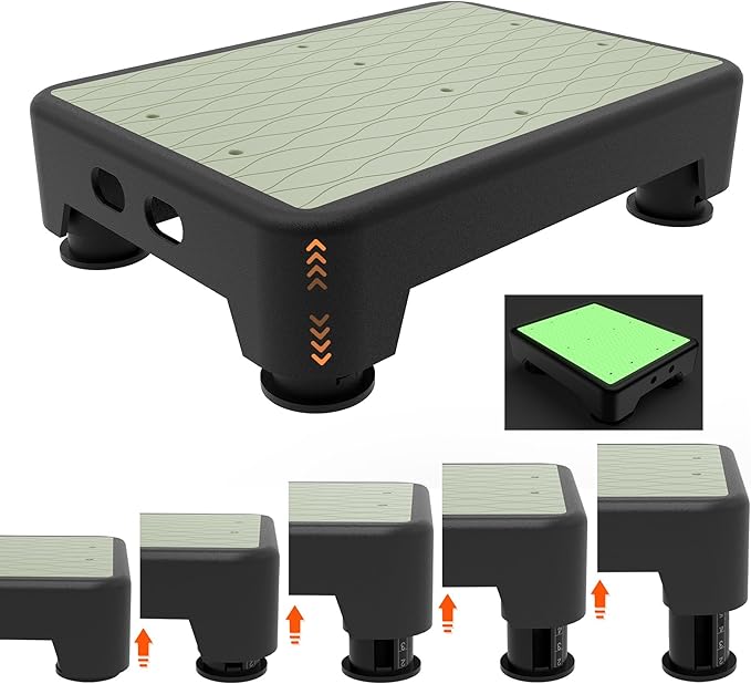 5-Level Adjustable Step Stool, Noctilucent Bedside Step, 700 LBS Capacity Safety Step Platform, Indoor Foot Stool for Seniors and Kids, Wide Step Stools Elderly Assistance at Night
