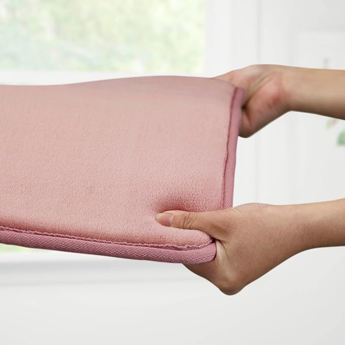Memory Foam Bath Mat Non Slip Absorbent Super Cozy Velvet Bathroom Rug Carpet (17 inches X 24 inches, Mauve)